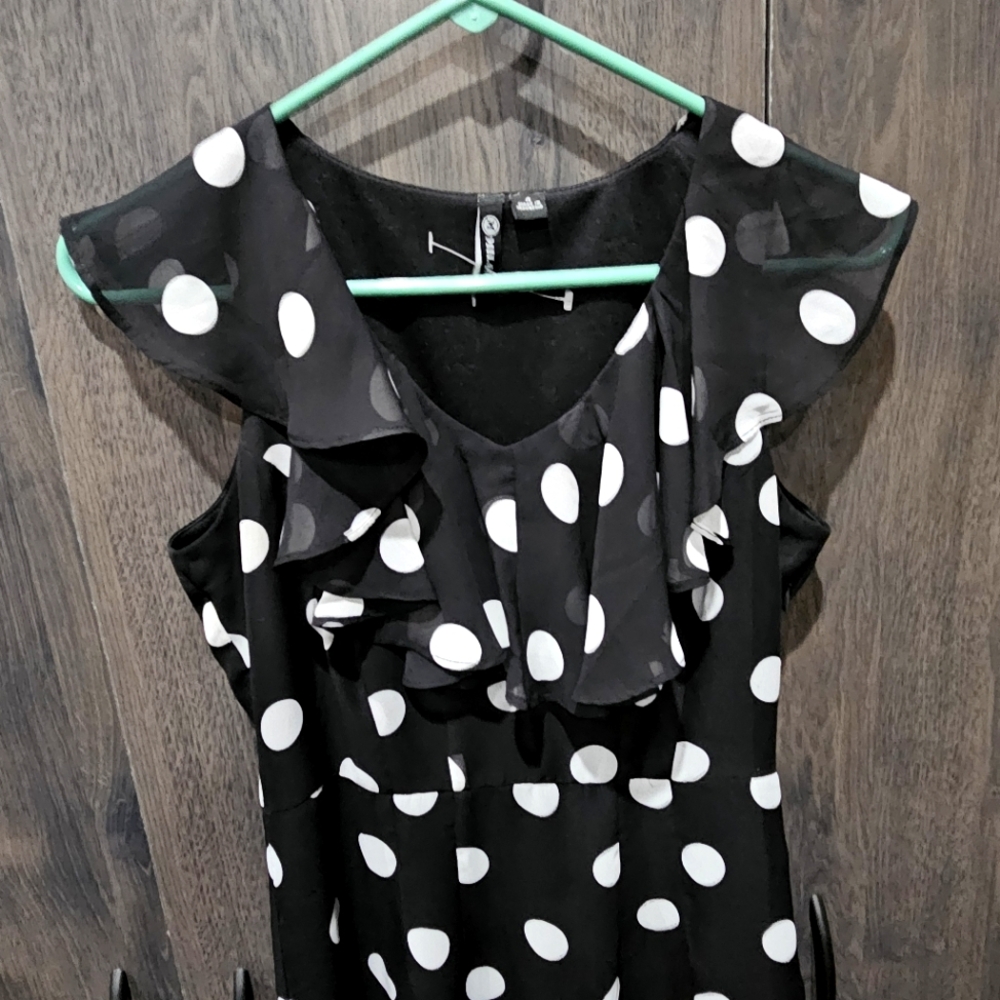 Black & White Polka Dot Milano Midi Dress Size 4 Feminine Dapper Day - Picture 3 of 7